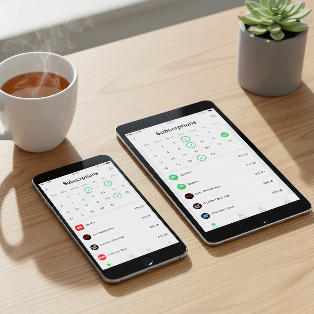 Subscription management dashboard on laptop